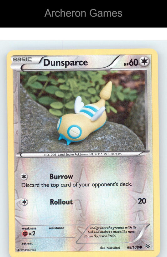 Pokemon Card Dunsparce ROS 68/108 C Roaring Skies Reverse Holo