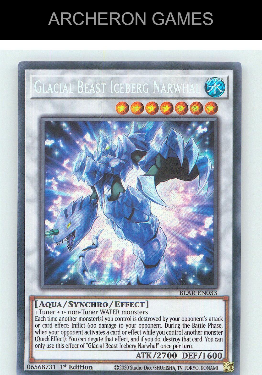 Glacial Beast Iceberg Narwhal SEC YUGIOH Card 1st Edition