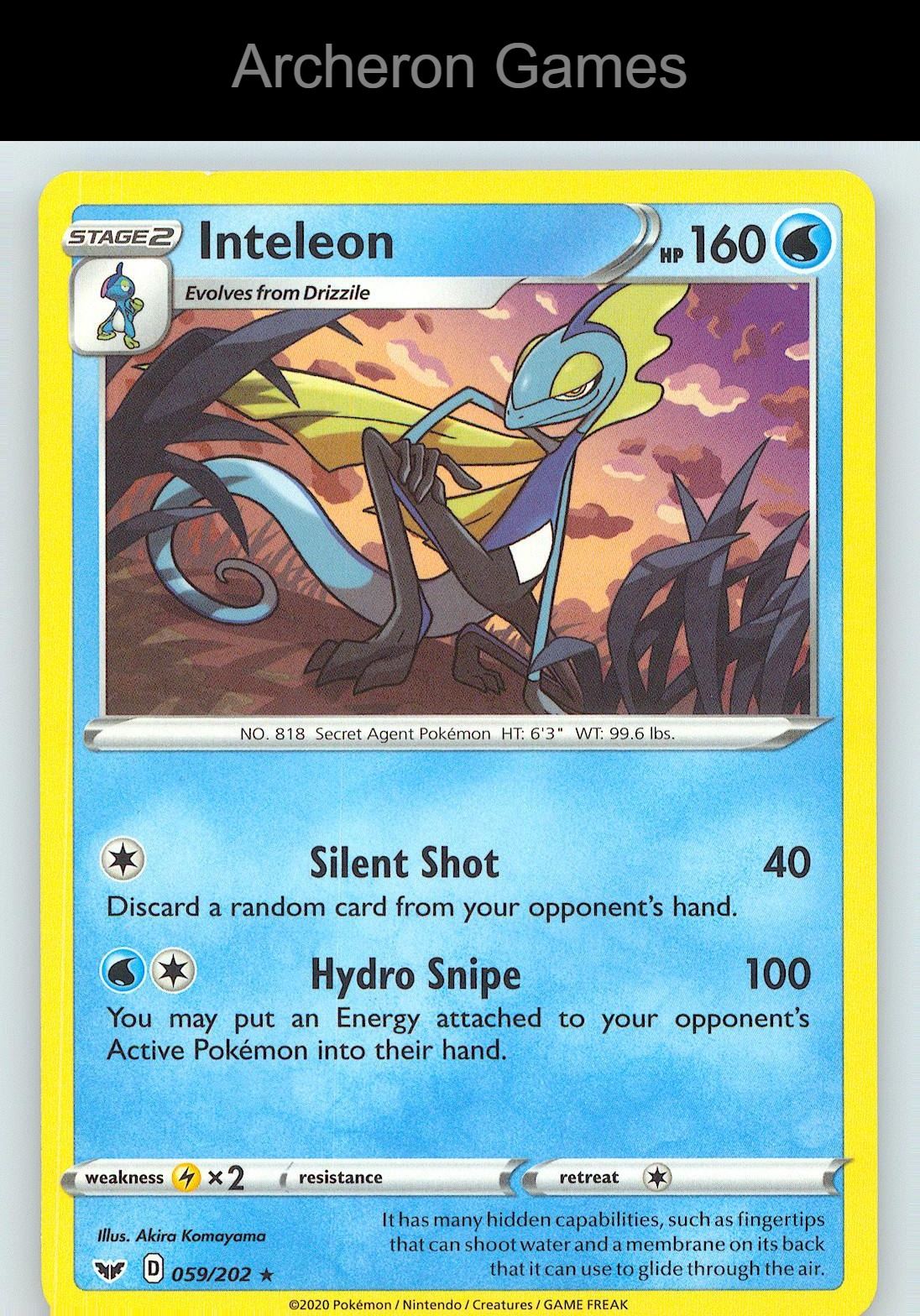 Pokemon Card Inteleon SSH 059/202 R Sword & Shield