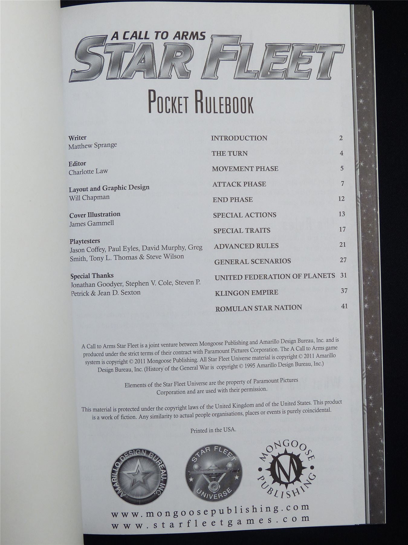 A Call to Arms Star Fleet Pocket Rulebook #1WH