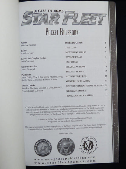 A Call to Arms Star Fleet Pocket Rulebook #1WH