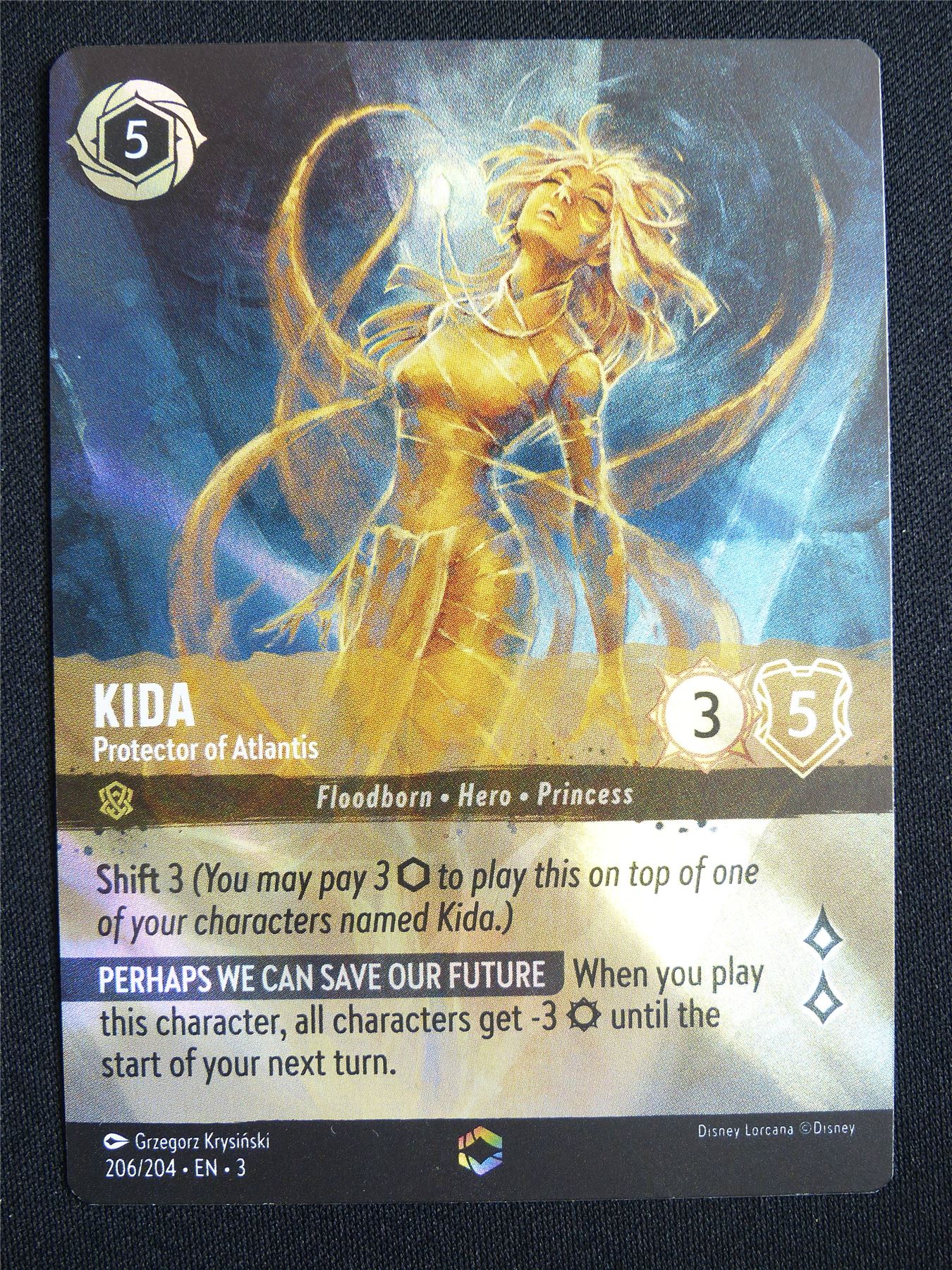 Kida Protector of Atlantis 206/204 Ehcnated Foil - Lorcana Card #12Y