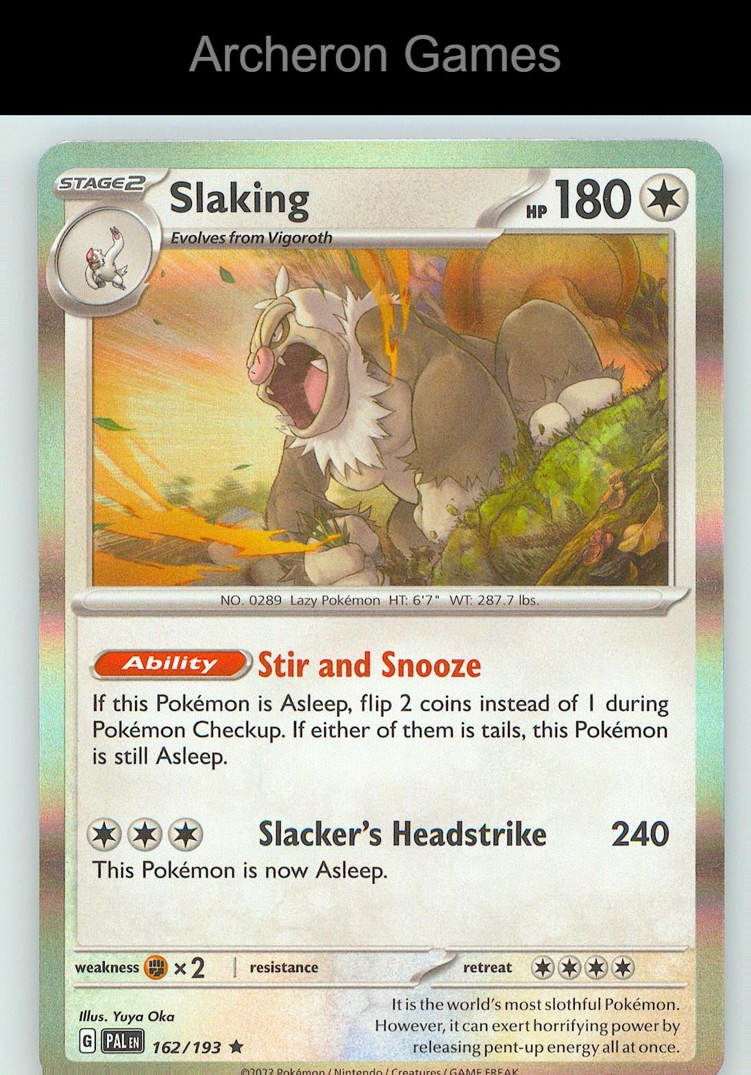 Pokemon Card Slaking PAL 162/193 R Paldea Evolved Holo