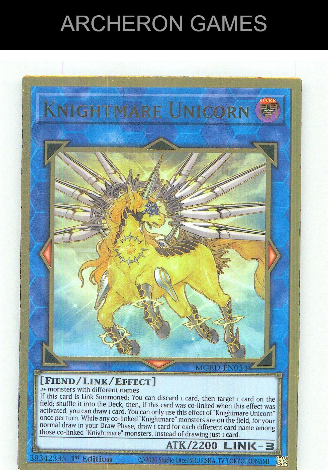 Knightmare Unicorn Premium Gold Rare YUGIOH Card 1st Edition