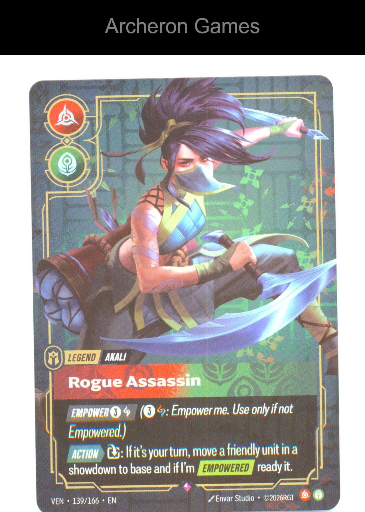 Akali - Rogue Assassin VEN 139/166 R Vendetta Riftbound Card Foil