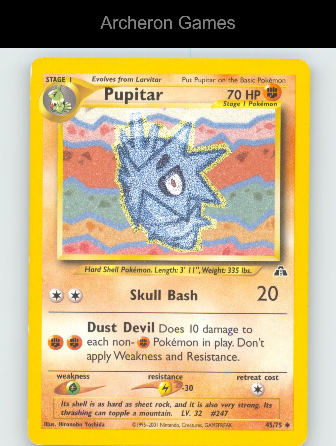 Pokemon Card Pupitar N2 45/75 UC Neo Discovery Unlimited