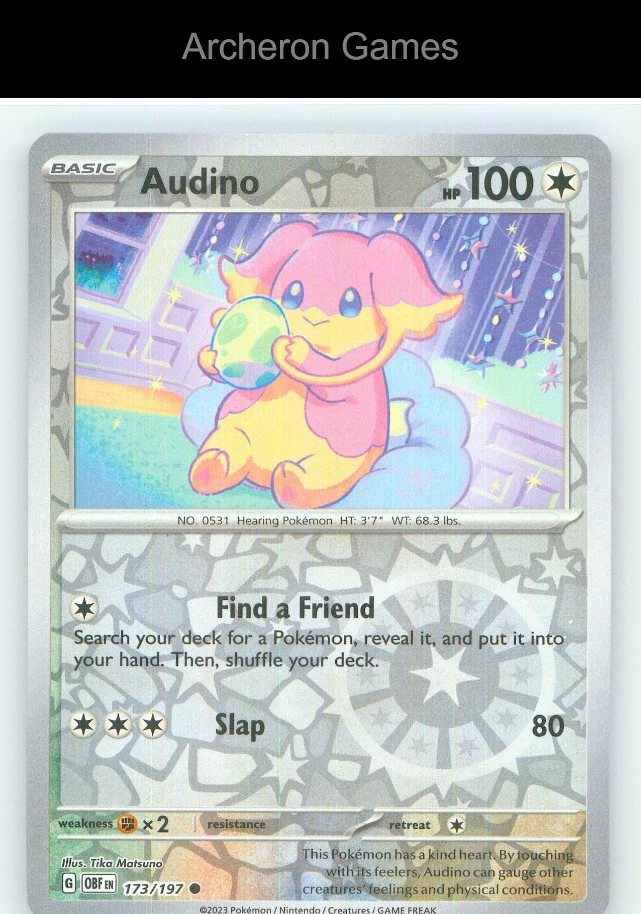 Pokemon Card Audino OBF 173/197 C Obsidian Flames Reverse Holo
