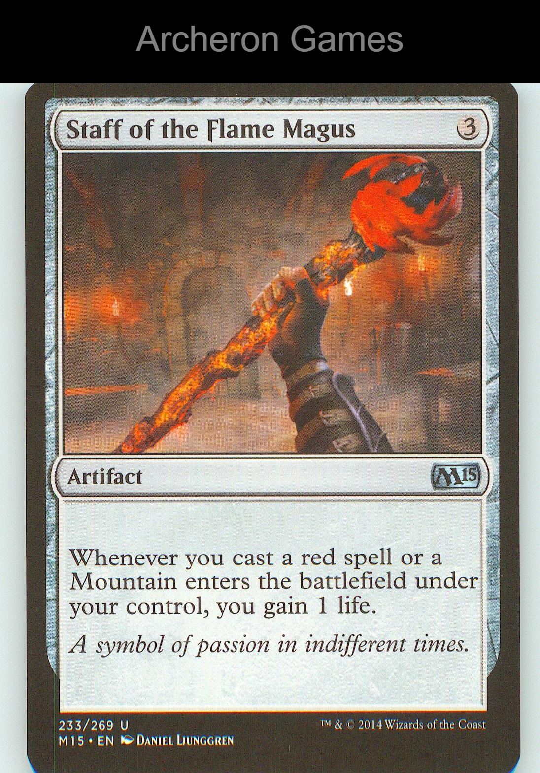 Staff of the Flame Magus M15 233 UC MTG Card NM/EX+