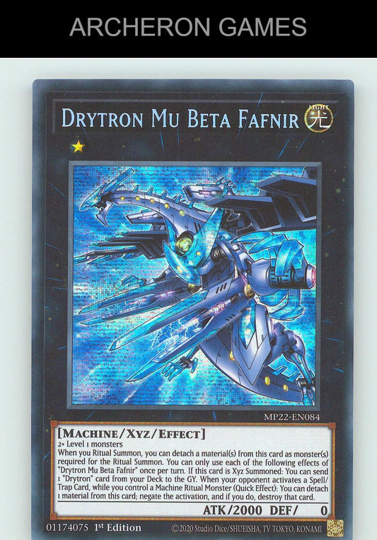 Drytron Mu Beta Fafnir SEC YUGIOH Card