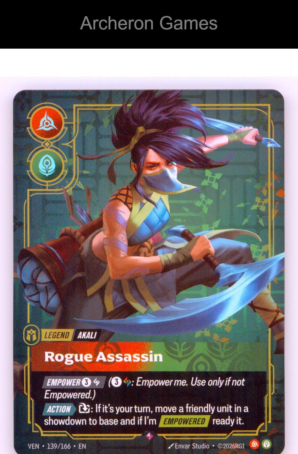 Akali - Rogue Assassin VEN 139/166 R Vendetta Riftbound Card
