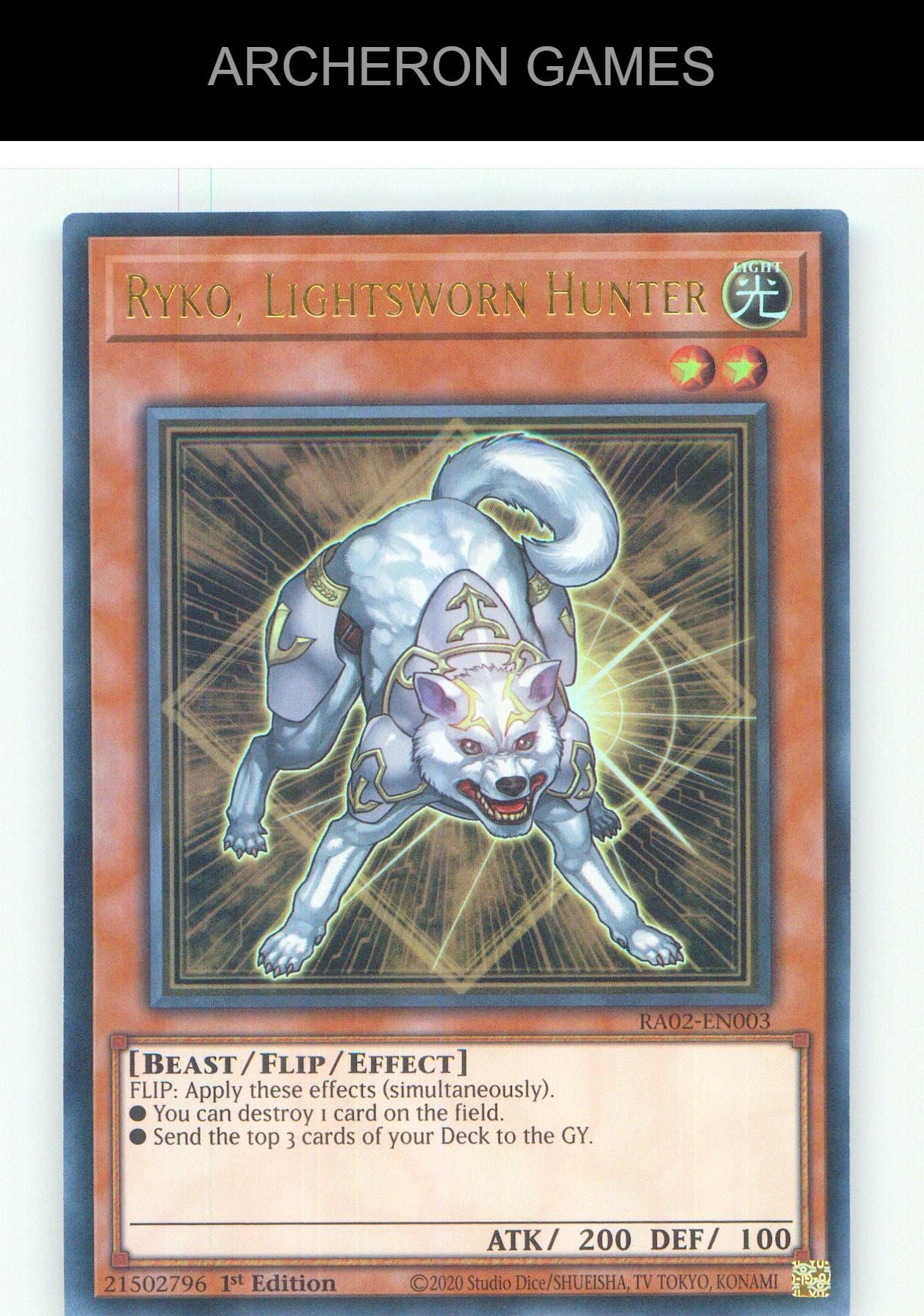 Ryko, Lightsworn Hunter (UR) UR YUGIOH Card 1st Edition