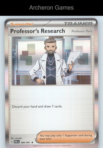 Pokemon Card Professor's Research PAF 088/091 R Paldean Fates Holo