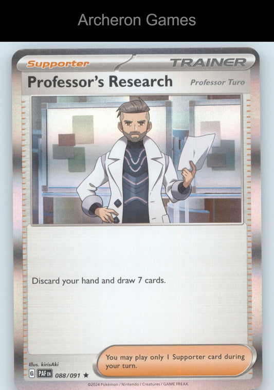 Pokemon Card Professor's Research PAF 088/091 R Paldean Fates Holo