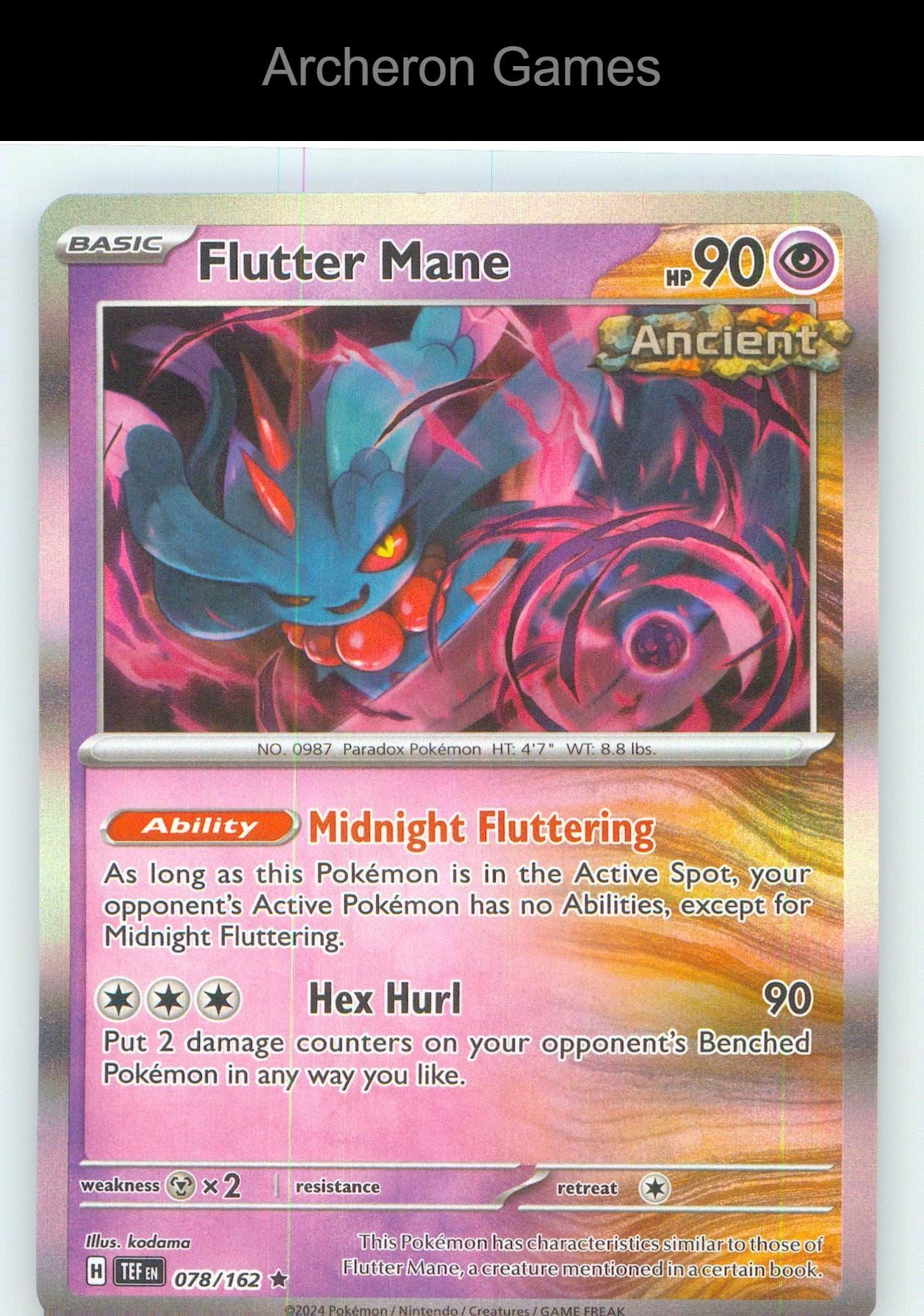 Pokemon Card Flutter Mane TEF 078/162 R Temporal Forces Holo