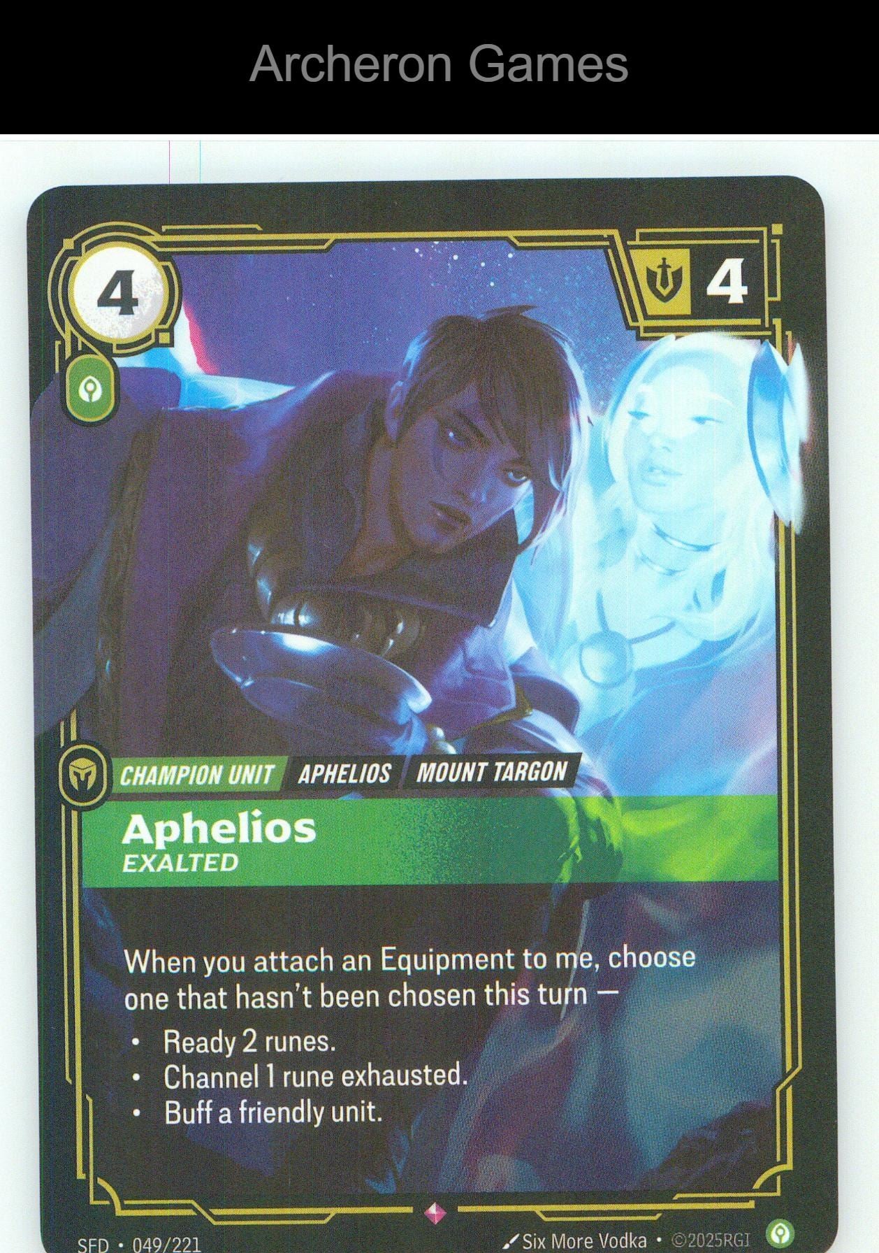 Aphelios - Exalted SFD 049/221 R Spiritforged Riftbound Card Foil