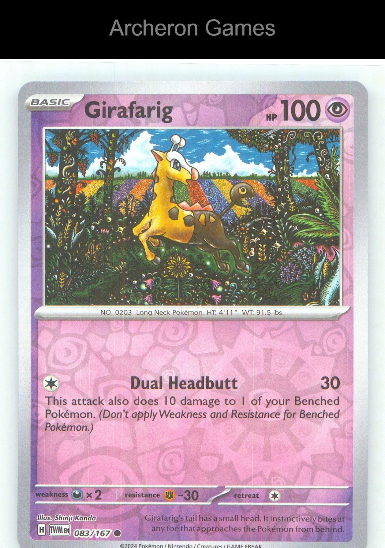 Pokemon Card Girafarig TWM 083/167 C Twilight Masquerade Reverse Holo
