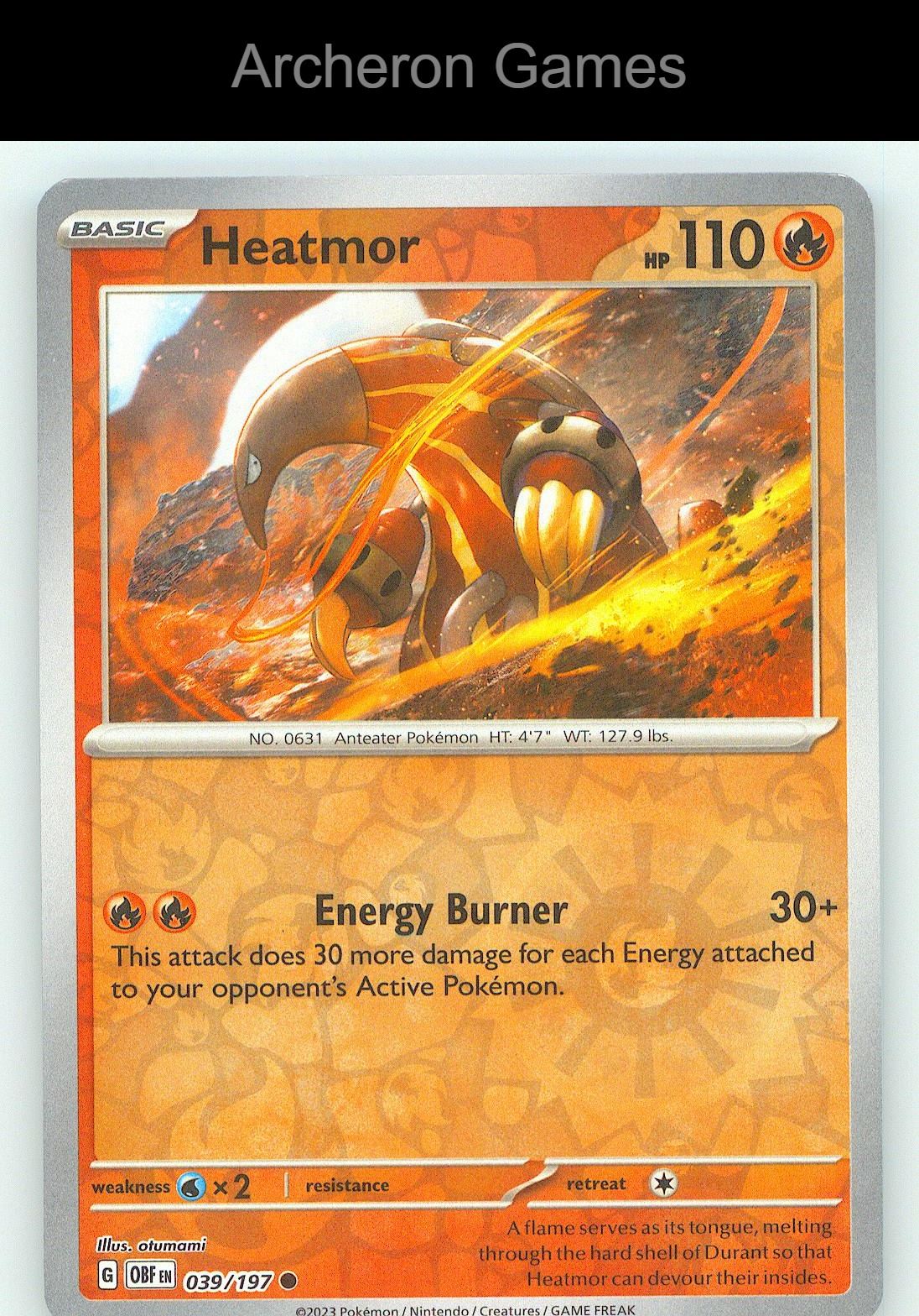 Pokemon Card Heatmor OBF 039/197 C Obsidian Flames Reverse Holo