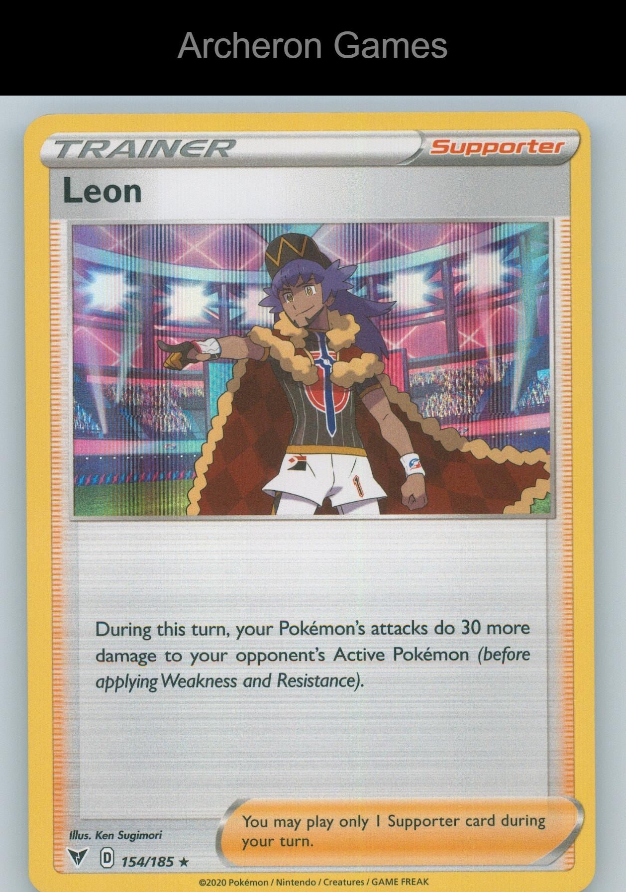 Pokemon Card Leon VIV 154/185 HOLO R Vivid Voltage