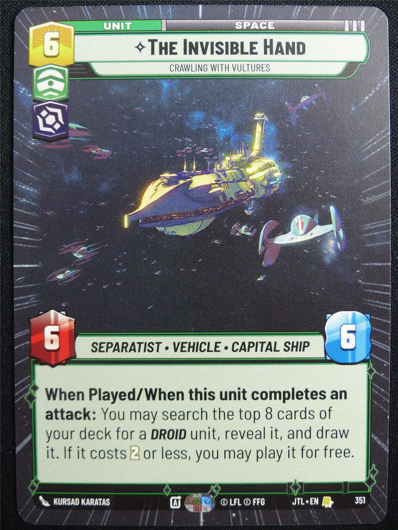 The Invisible Hand 351 Hyperspace - Star Wars Unlimited Card #4W7