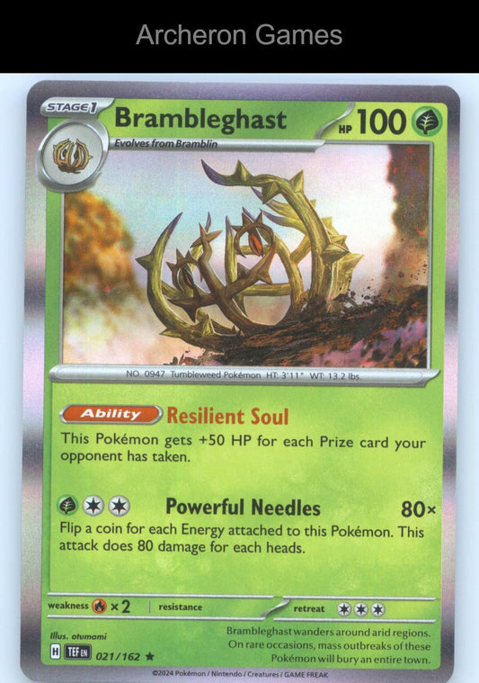 Pokemon Card Brambleghast TEF 021/162 R Temporal Forces Holo