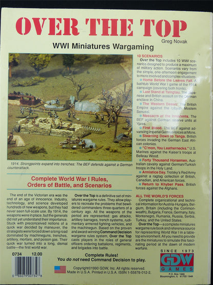 Over the Top WWI Miniatures Wargaming - Rulebook #2SA