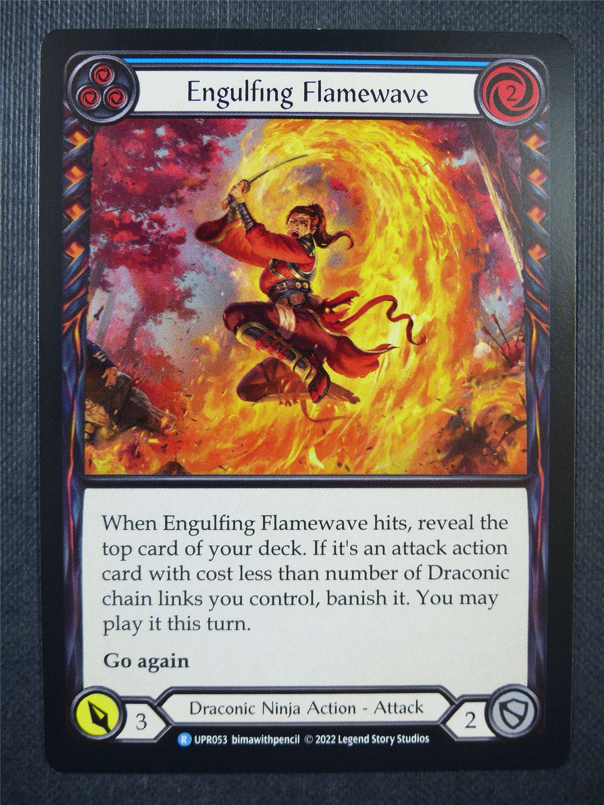 Engulfing Flamewave R UPR053 - Blue - Flesh & Blood Card #6VD