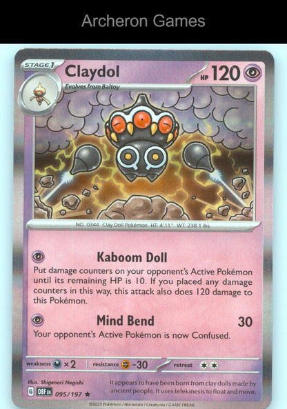 Pokemon Card Claydol OBF 095/197 R Obsidian Flames Holo