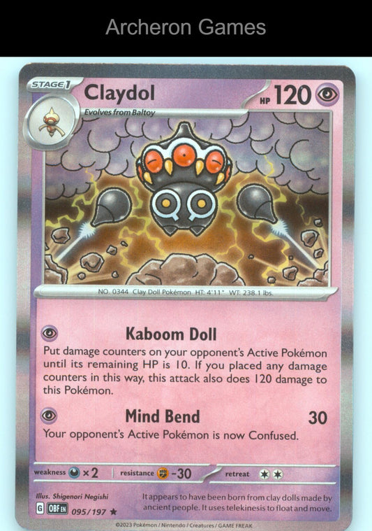 Pokemon Card Claydol OBF 095/197 R Obsidian Flames Holo