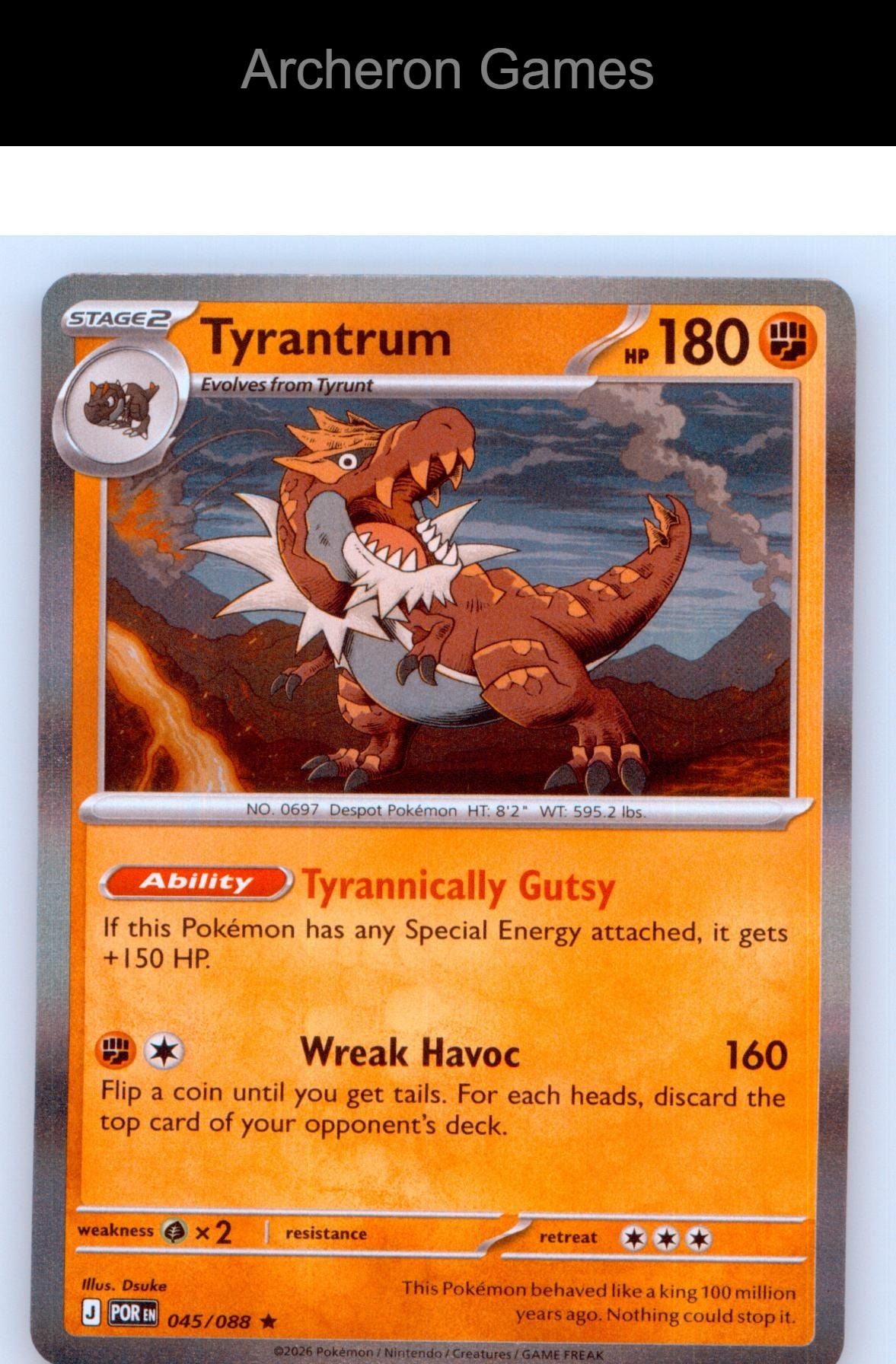 Pokemon Card Tyrantrum ME03 045/088 HOLO R Perfect Order