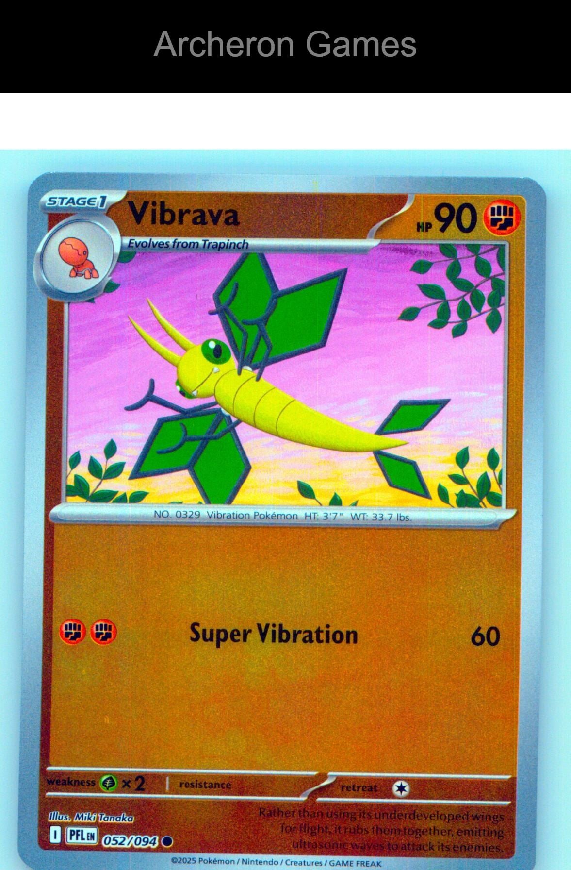 Pokemon Card Vibrava PFL 052/094 C Phantasmal Flames Reverse Holo