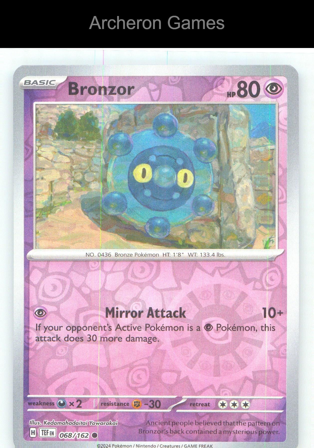 Pokemon Card Bronzor TEF 068/162 C Temporal Forces Reverse Holo