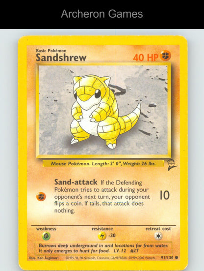 Pokemon Card Sandshrew B2 91/130 C Base Set 2