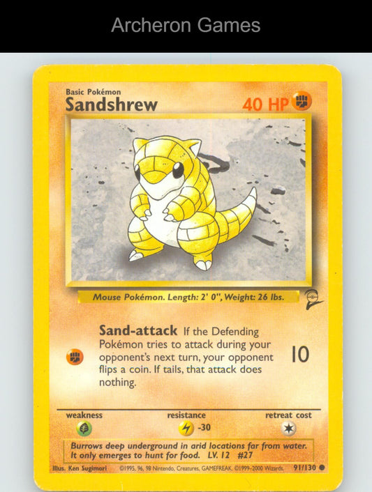 Pokemon Card Sandshrew B2 91/130 C Base Set 2