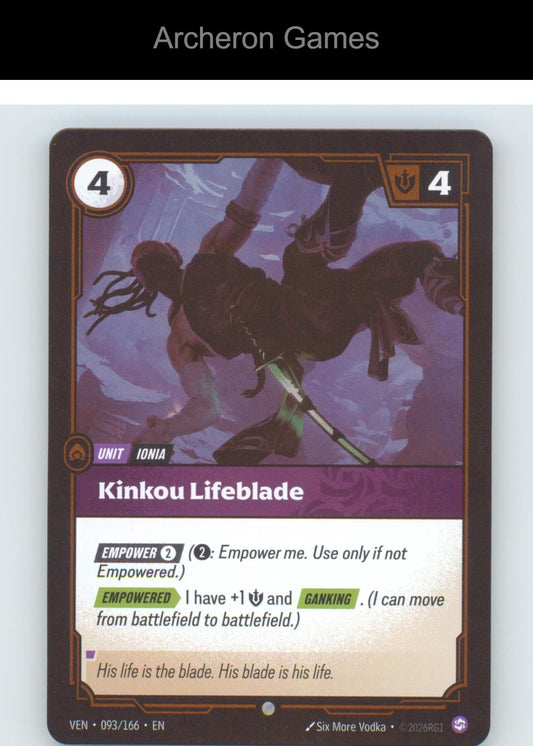 Kinkou Lifeblade VEN 093/166 C Vendetta Riftbound Card Foil