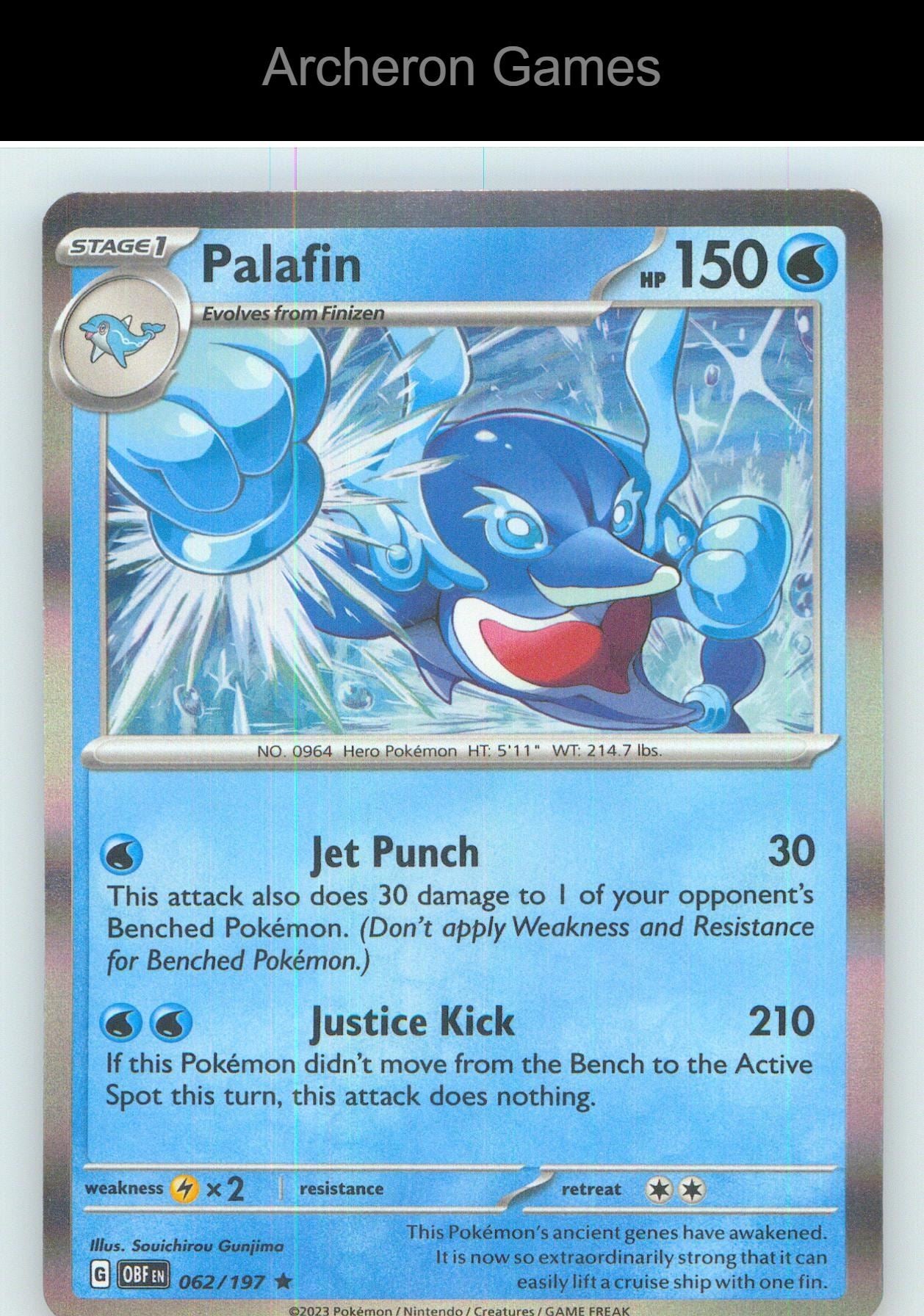 Pokemon Card Palafin OBF 062/197 R Obsidian Flames Holo