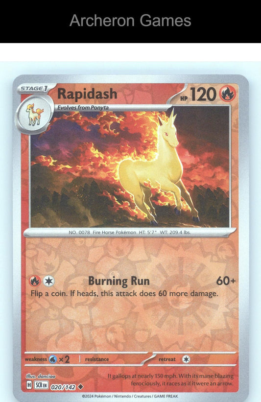 Pokemon Card Rapidash SCR 20/142 UC Stellar Crown Reverse Holo
