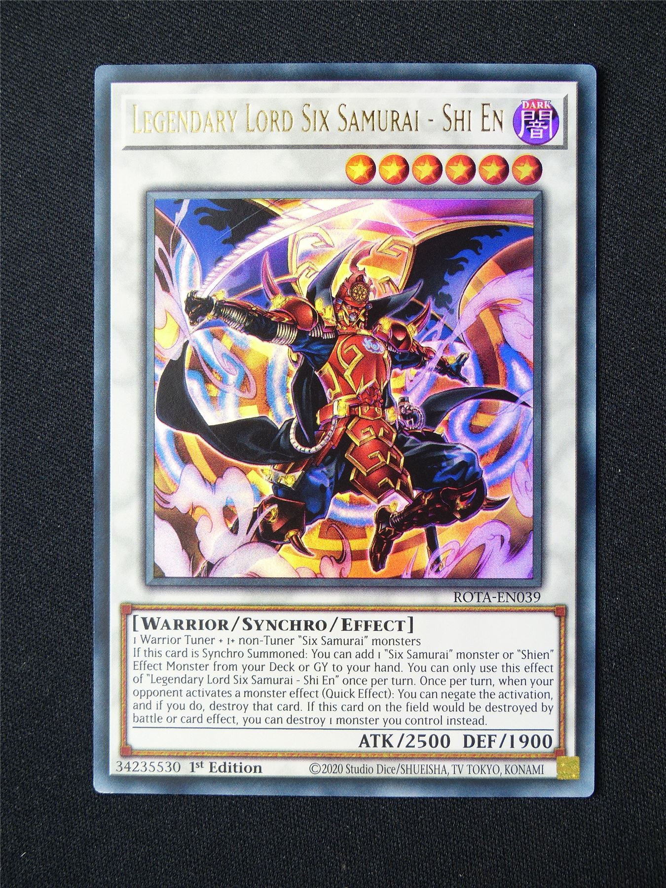 Legendary Lord Six Samurai - Shi En ROTA Ultra Rare - 1st ed Yugioh Card #3SL