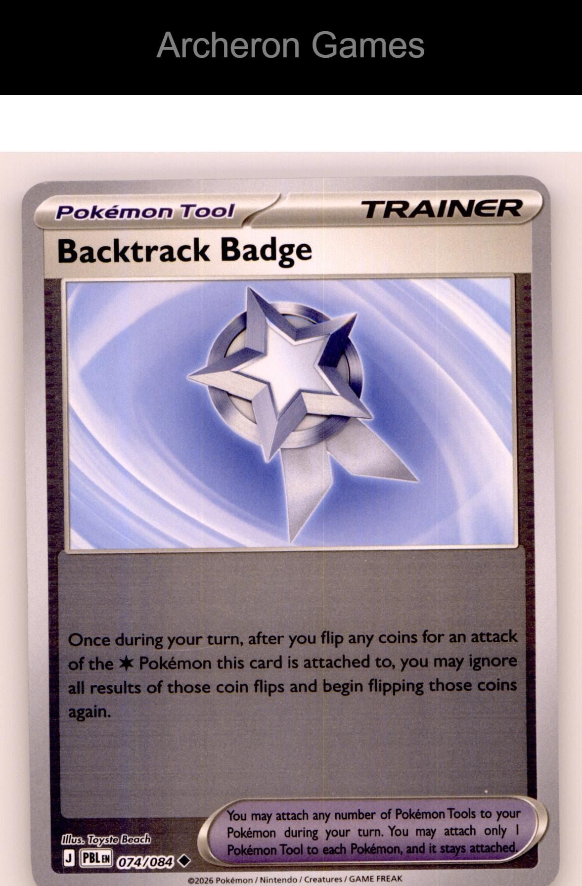 Pokemon Card Backtrack Badge ME05 074/084 UC Pitch Black Reverse Holo