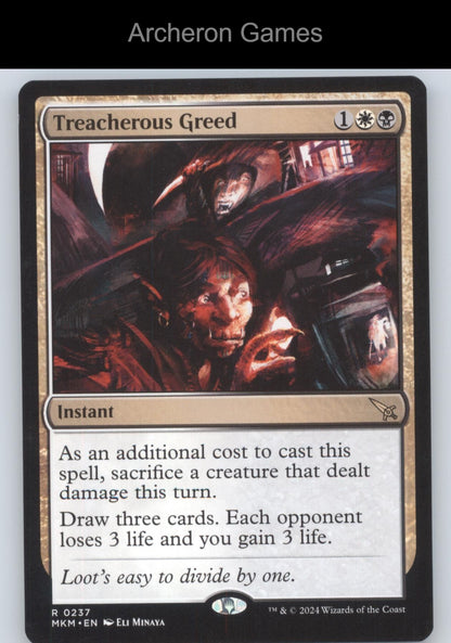 Treacherous Greed 237 R MTG Card Murders at Karlov Manor