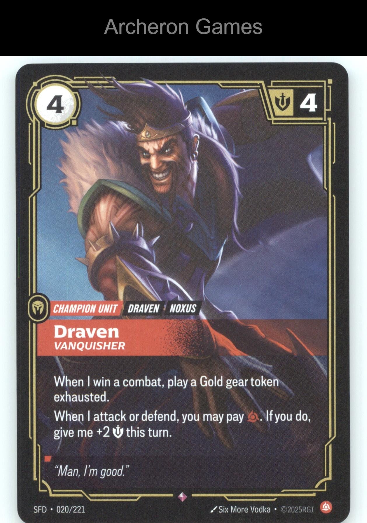 Draven - Vanquisher SFD 020/221 R  Card Spiritforged