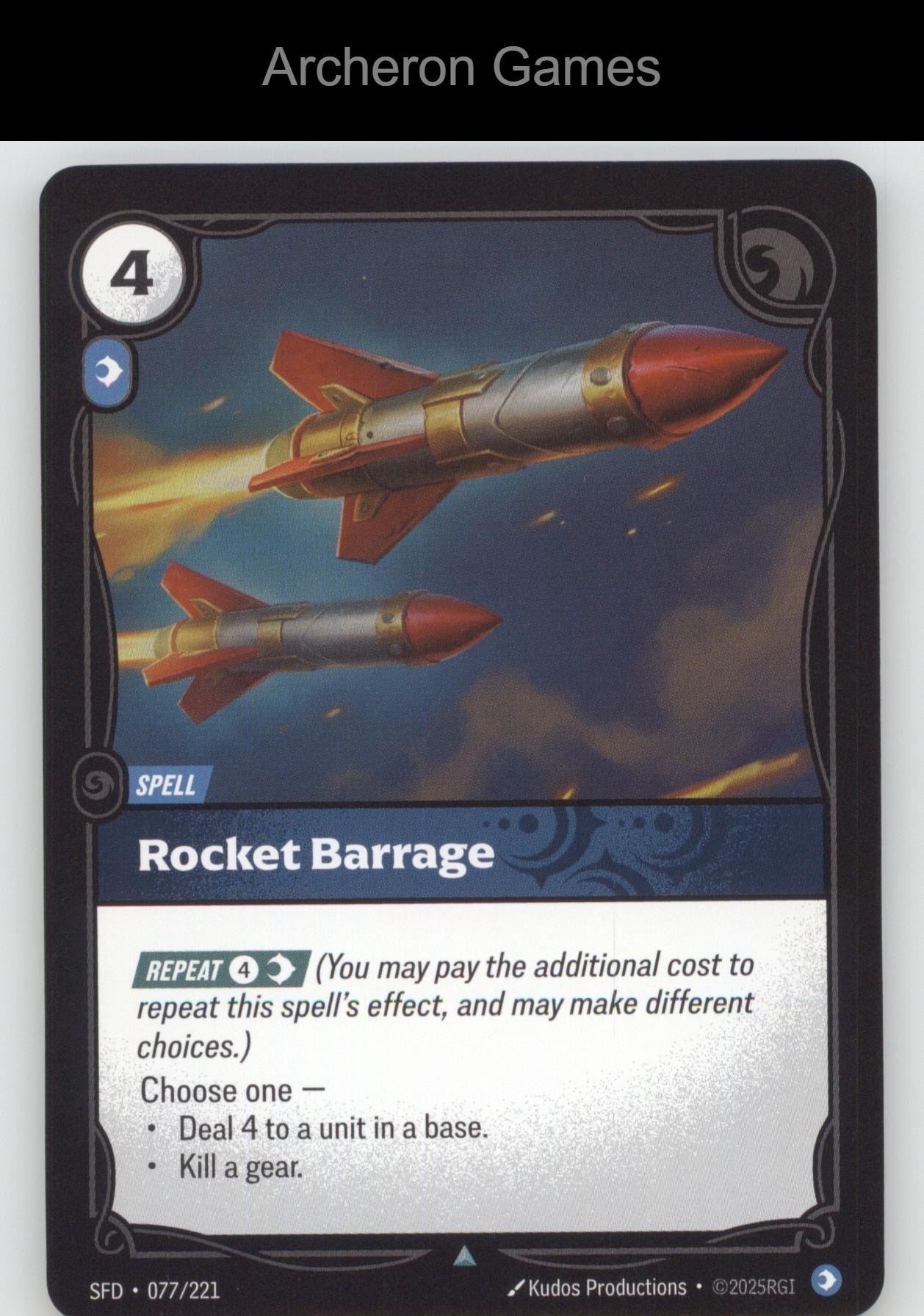 Rocket Barrage SFD 077/221 UC  Card Spiritforged