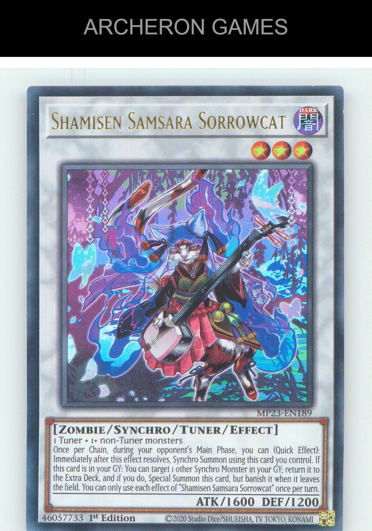 Shamisen Samsara Sorrowcat UR YUGIOH Card 1st Edition