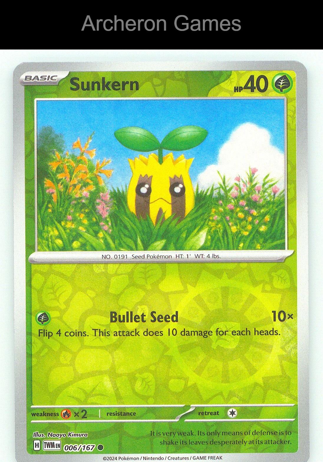 Pokemon Card Sunkern TWM 006/167 C Twilight Masquerade Reverse Holo