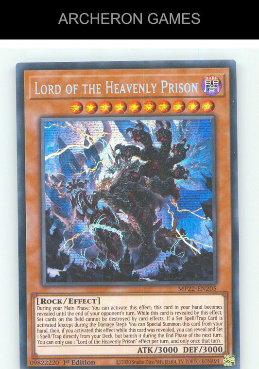Lord of the Heavenly Prison Prismatic Secret Rare YUGIOH Card 1st Edition