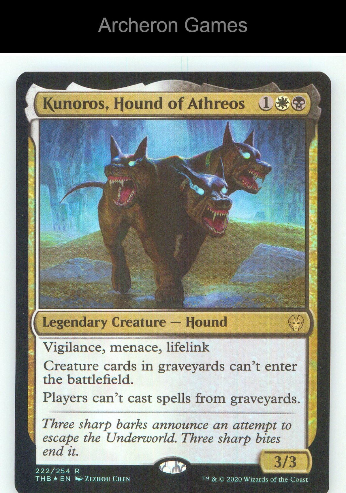 Kunoros, Hound of Athreos THB 222 R MTG Card NM/EX+ Foil