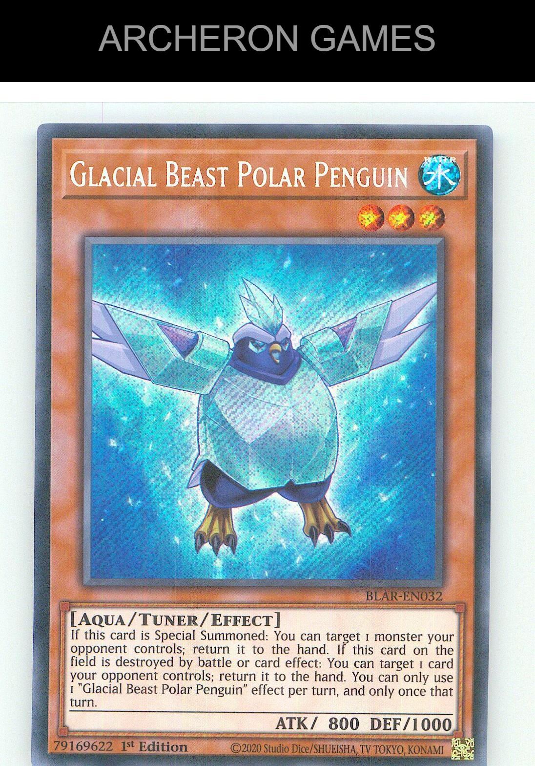 Glacial Beast Polar Penguin SEC YUGIOH Card 1st Edition