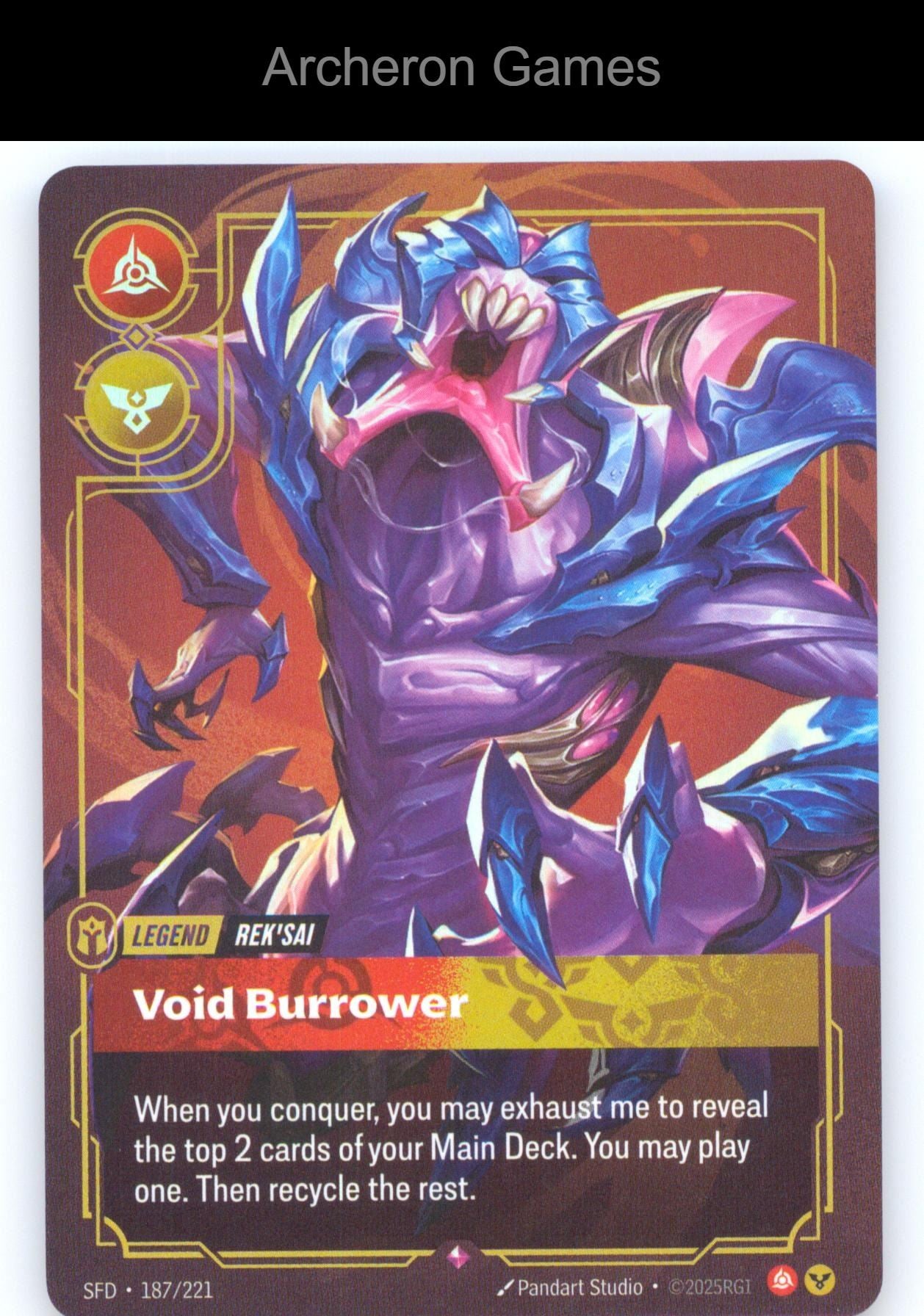 Rek'sai - Void Burrower SFD 187/221 R  Card Spiritforged