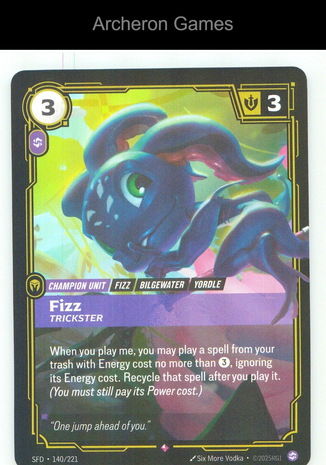 Fizz - Trickster SFD 140/221 R Spiritforged Riftbound Card Foil
