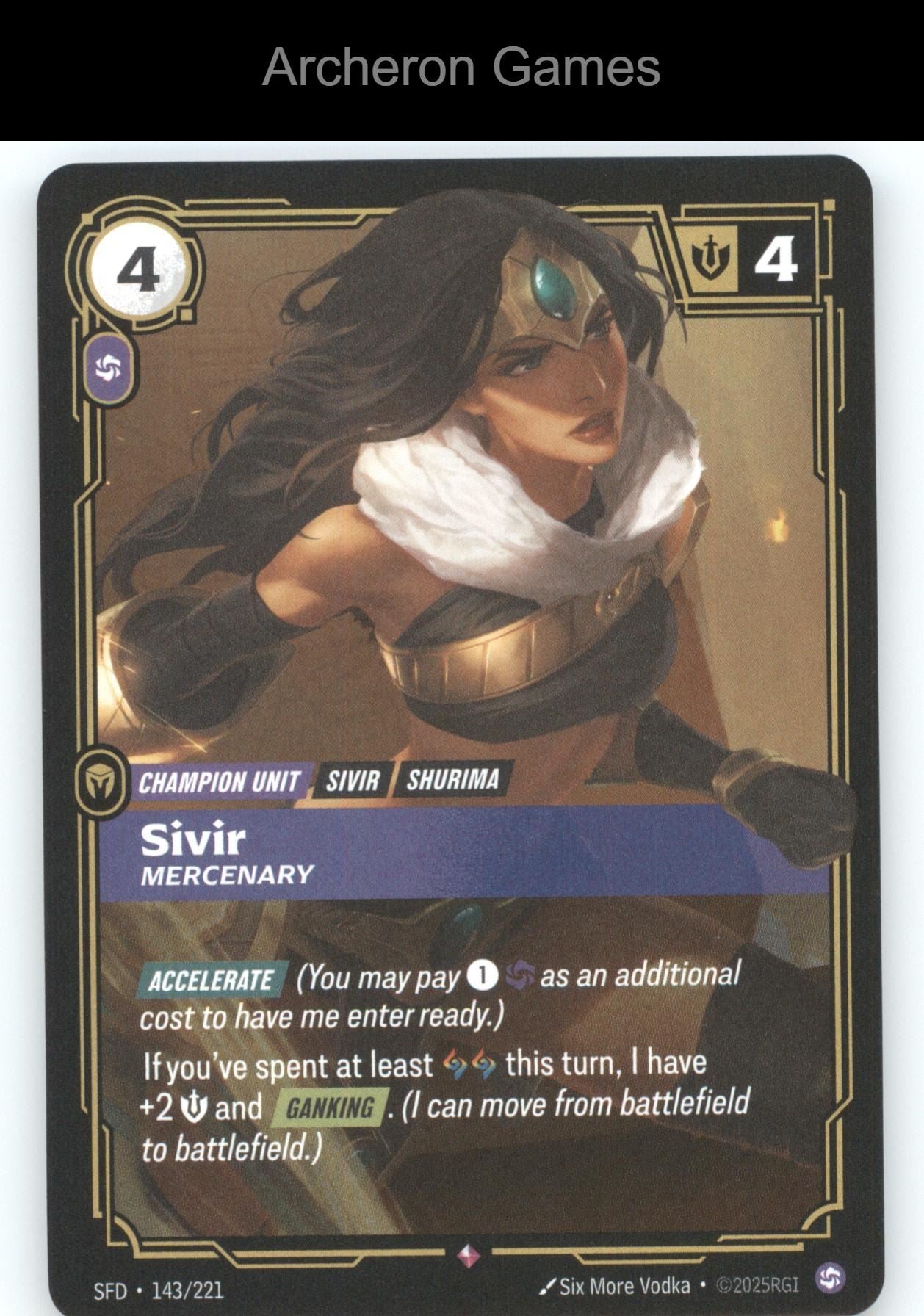 Sivir - Mercenary SFD 143/221 R  Card Spiritforged