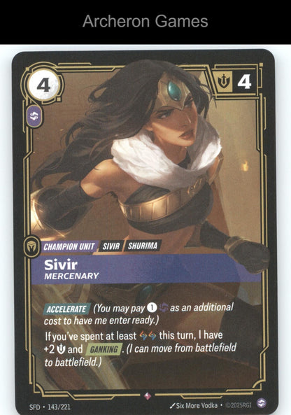 Sivir - Mercenary SFD 143/221 R  Card Spiritforged